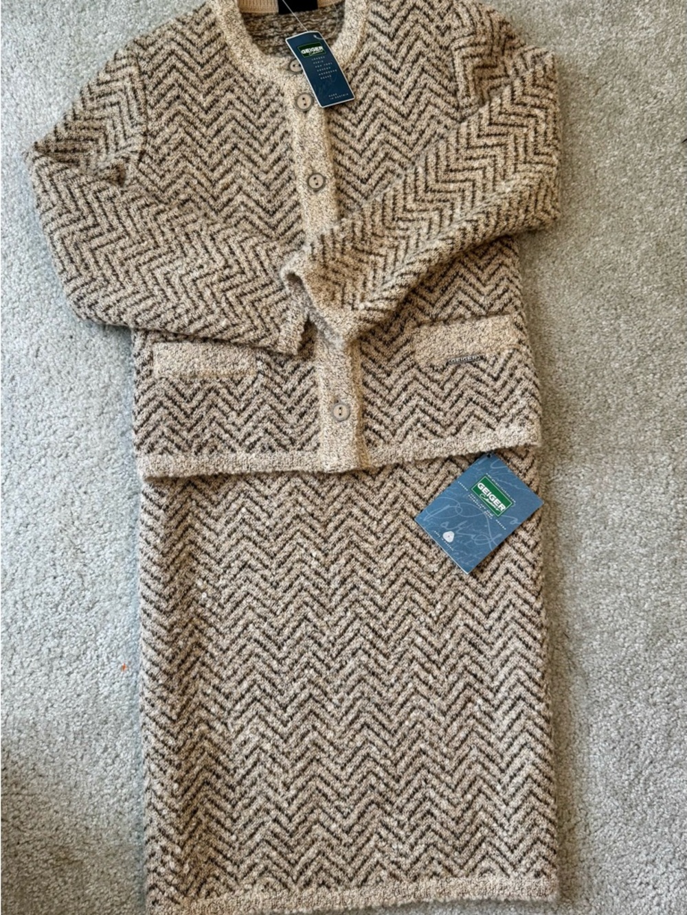 *Vintage Geiger Two Piece Wool Knit Set-chevron pattern- Stunning!!!